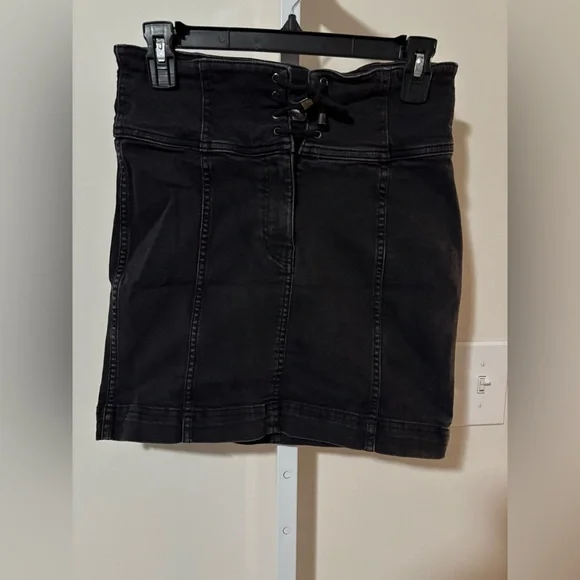 Free People Black Lace-Up Pencil Skirt - Picture 2 of 4